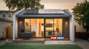 Modern ADU construction in Austin with solar panels and rental potential