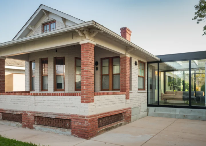 Historic Austin home renovation with preserved facade and modern rear addition