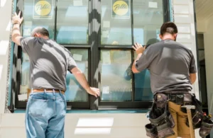 Installing hurricane-proof windows in an Austin home during remodeling