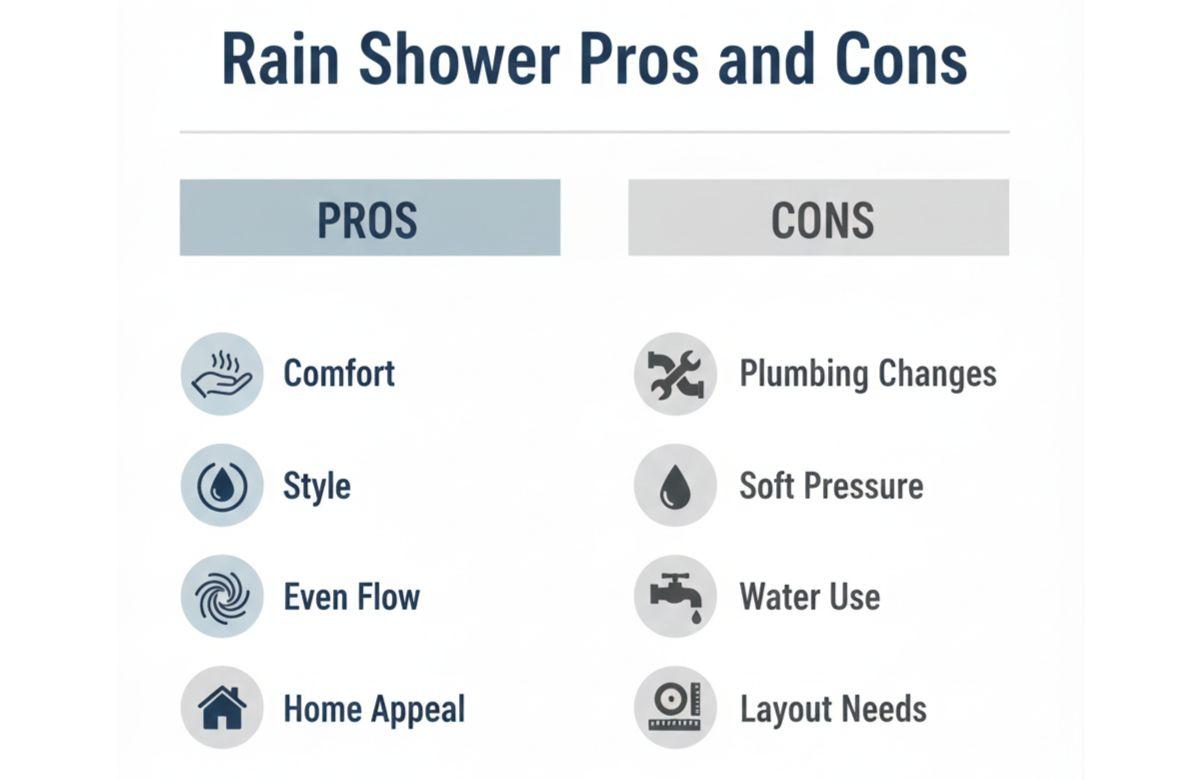 Rain Shower Pros and Cons Table