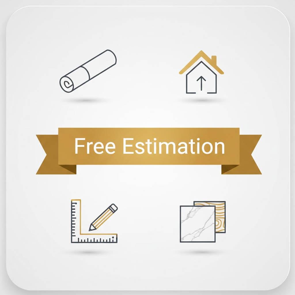 vector style free estimation badge for luxury home remodeling services with premium gold accent