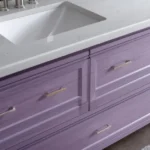 Modern 60-inch bathroom vanity with a single sink, light gray floors, and clean layout in a spacious, contemporary bathroom design.