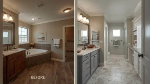 90s Bathroom Remodel Before and After in Austin for Small Bathrooms