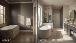 90s Bathroom Remodel Before and After in Austin With Cost and Layout