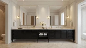 Bathroom Design With Black Double Vanity