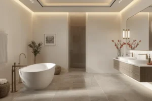 Ivory White & Stone Gray Bathroom