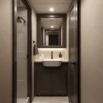 A compact RV bathroom remodel in Austin focused on space-saving layout, light colors, and durable finishes for daily comfort.