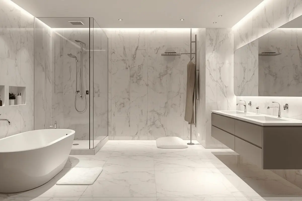 Soft White & Warm Gray Bathroom