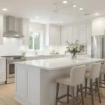 Modern G Shaped Kitchen Remodel with White Cabinets