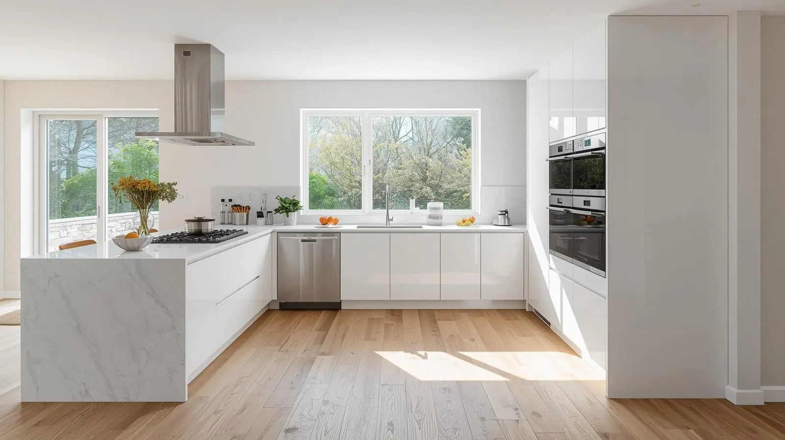 Modern L Shaped Kitchen Renovation – Full Layout View