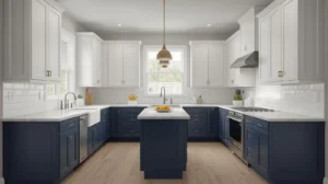 Two-Tone Transitional U Shaped Kitchen Layout