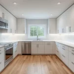 Modern U Shaped Kitchen Remodel with White Cabinets