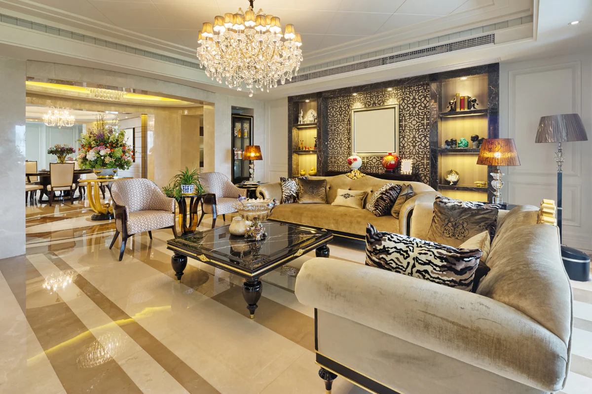 Modern home interior showcasing layered lighting with ambient, task, and accent lights for a stylish and functional design.